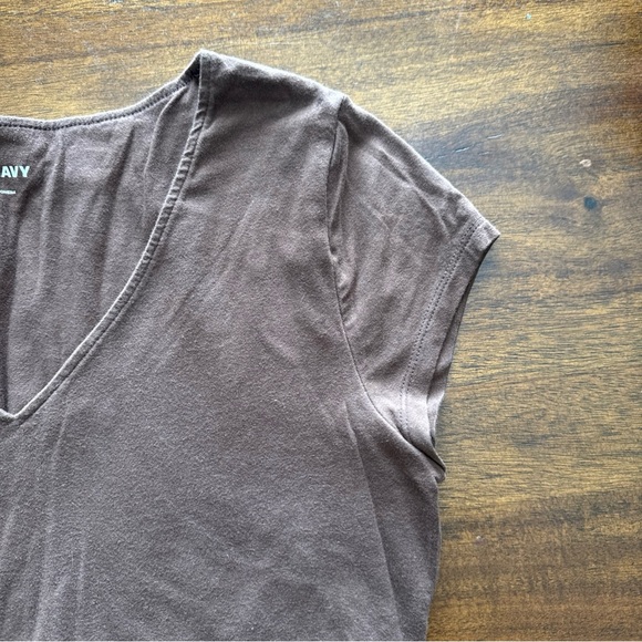 Old Navy Women Size Small Bodysuit One Piece Snap Brown V Neck Short Sleeve Top - Picture 2 of 7